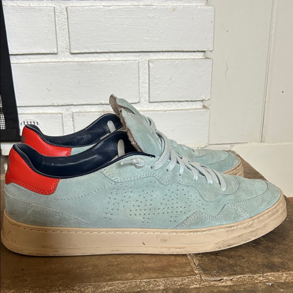 P448 Men's Sneakers in Light Blue and Red